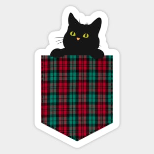 Black cat in green pocket Sticker